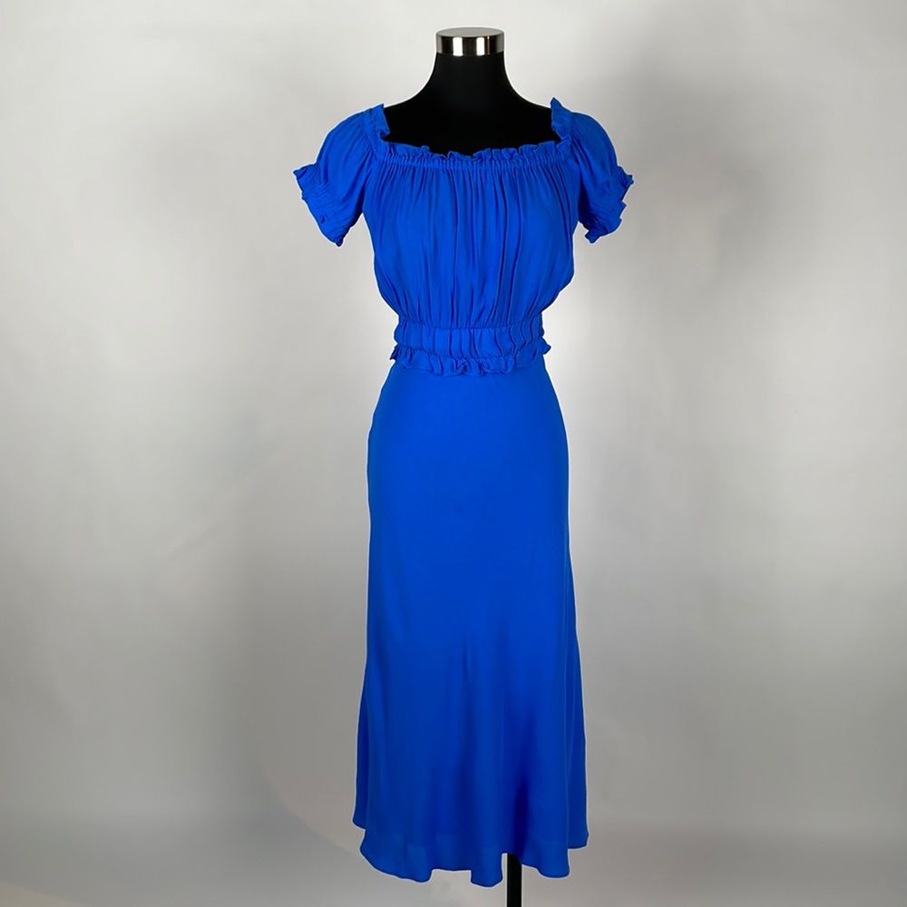 Beautiful blue dress, great condition by Whistles. Great off the shoulders!